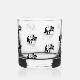 Music Lover's Piano Man Whiskey Bar /Drinkware Set Glass