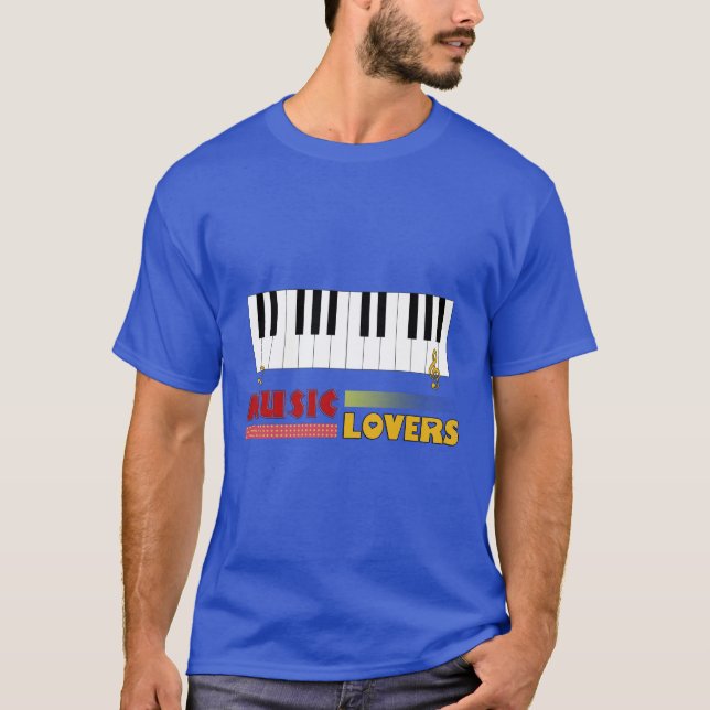 Music Lovers Piano Word Art Design T-Shirt (Front)