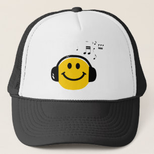 Music Loving Happy Face with Headphones Trucker Hat