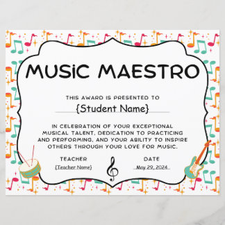 Music Maestro Student Recognition Award