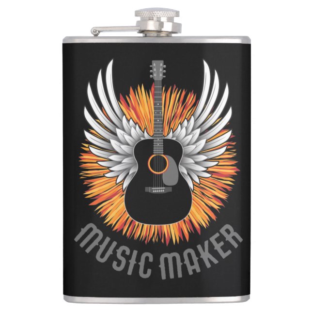 Music Maker (guitar player) Hip Flask (Front)
