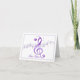 Music Makers White with Purple Note Card