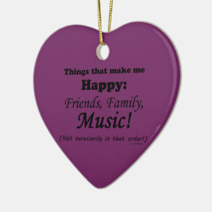 Music Makes Me Happy Ceramic Tree Decoration