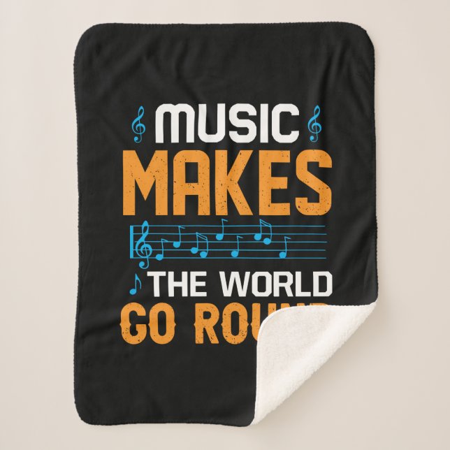 Music Makes The World Go Round Sherpa Blanket (Front)