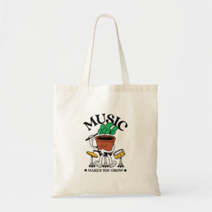 Music Makes You Grow Plant Drummer Tote Bag