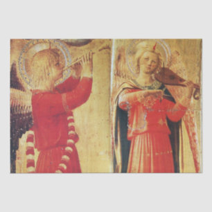 MUSIC MAKING ANGELS IN RED AND GOLD Christmas Tissue Paper