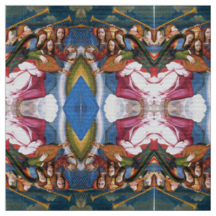 MUSIC MAKING CHRISTMAS ANGELS Pink Blue Fabric