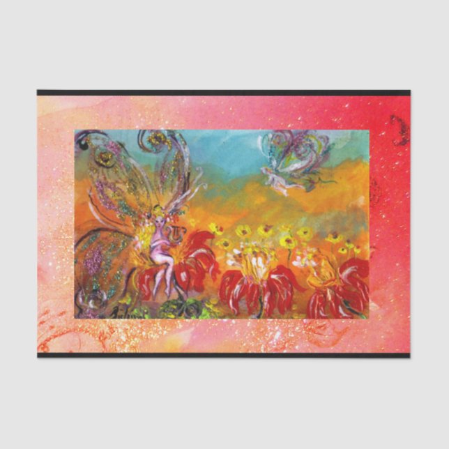 MUSIC MAKING FLOWER FAIRY Floral Fantasy Pink Tissue Paper (Front)