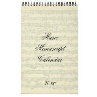 Music Manuscript Excerpts Current Year Calendar