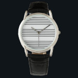 Music Manuscript Lines Elegant Black White Watch<br><div class="desc">A black and white striped watch,  inspired by the stripe pattern of music manuscript paper. The music-themed watch makes an eye-catching accessory and an ideal gift for the stylish music lover.</div>