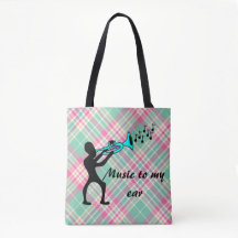 Music Mashup Music to my ears pink and green tote
