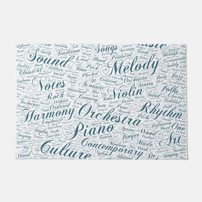 Music Melody Orchestre Silhouette Form Text Doormat (Front)