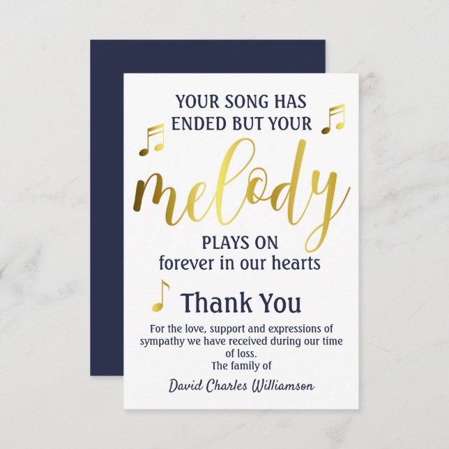 Music Melody Thank You Funeral (Front/Back)