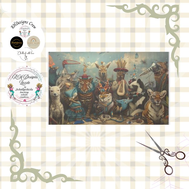 Music Menagerie of Animals Decoupage  Tissue Paper (Creator Uploaded)