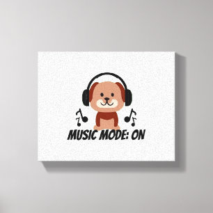 Music Mode ON – Chill Dog Cartoon Vibes Canvas Print
