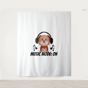 Music Mode ON – Chill Dog Cartoon Vibes Tapestry