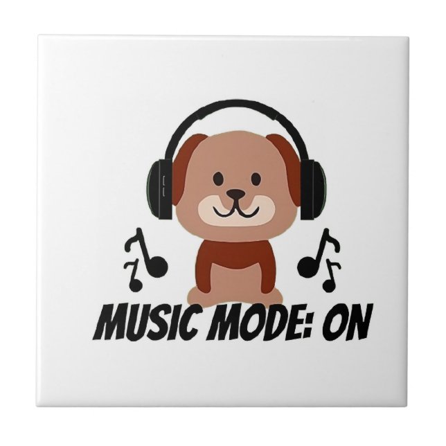 Music Mode ON � Chill Dog Cartoon Vibes Tile (Front)