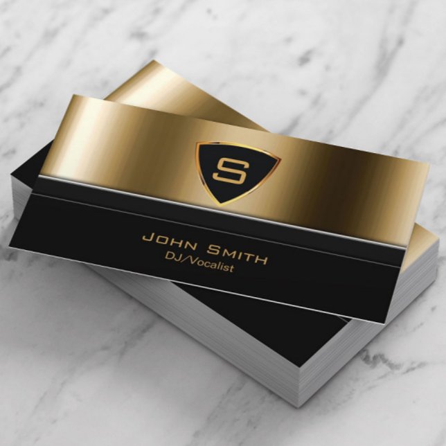 Music Modern Black & Gold DJ DeeJay Business Card (Creator Uploaded)