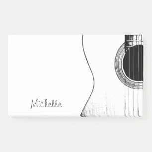 Music Monogram Black and White Guitar Post-it Notes