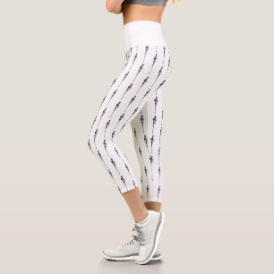 Music Motif Melting Treble Clef Black and White Capri Leggings
