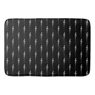 Music Motif Melting Treble Clef White and Black Bath Mat