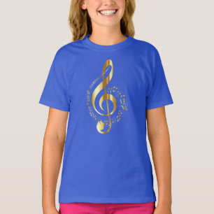 Music, music, music, treble clef in gold, T-Shirt