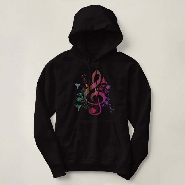 Music Musical Instrument Birds Treble Clef Hoodie (Design Front)