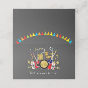 music, musical instruments drum kids singing place card