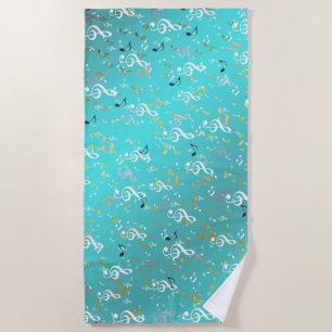 music, musical, note, white, melody, clef, sound, beach towel