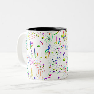 Music Musical Notes Colorful Two-Tone Coffee Mug