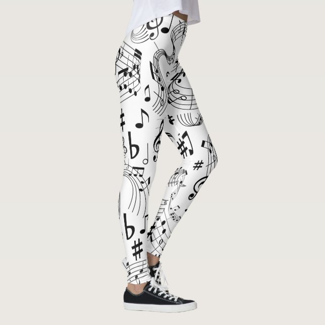 Music, Musical Notes Leggings (Right)
