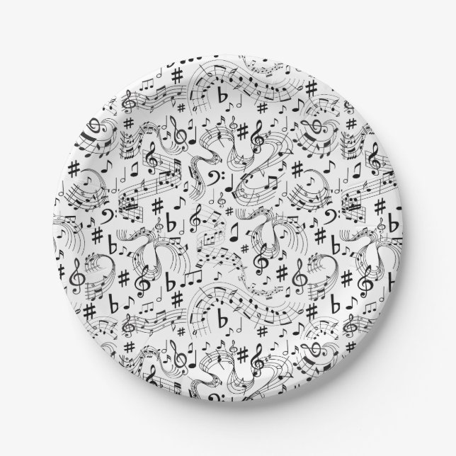 Music, Musical Notes Paper Plate (Front)