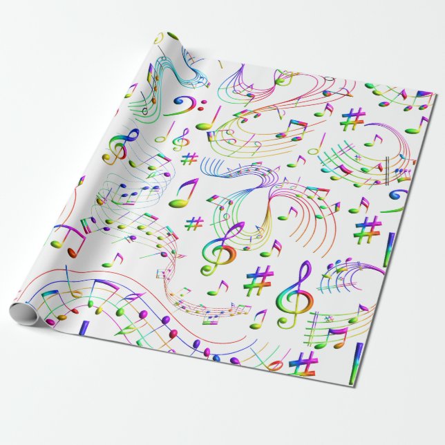 Music, Musical Notes Wrapping Paper (Unrolled)