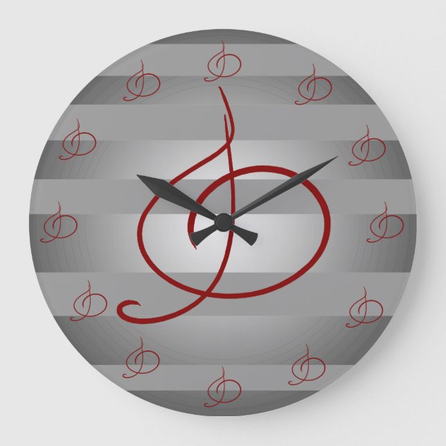 Music Musical Treble Clef Musicians Deocr Large Clock (Front)