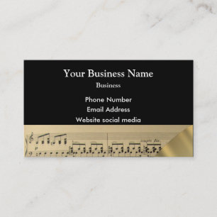 Music musicians score on black business card