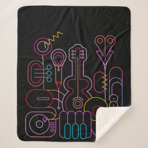 Music Neon Colours Design   Sherpa Blanket