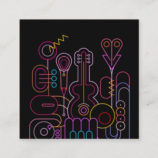 Music Neon Colours Design   Square Business Card (Front)