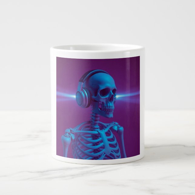 Music Never Dies Skeleton Large Coffee Mug (Front)