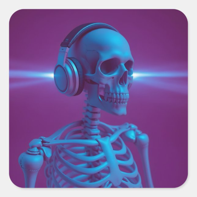 Music Never Dies Skeleton Square Sticker (Front)