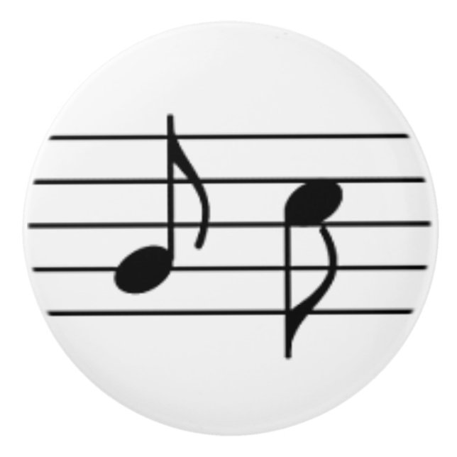 Music notation - eighth notes or quavers ceramic knob (Front)