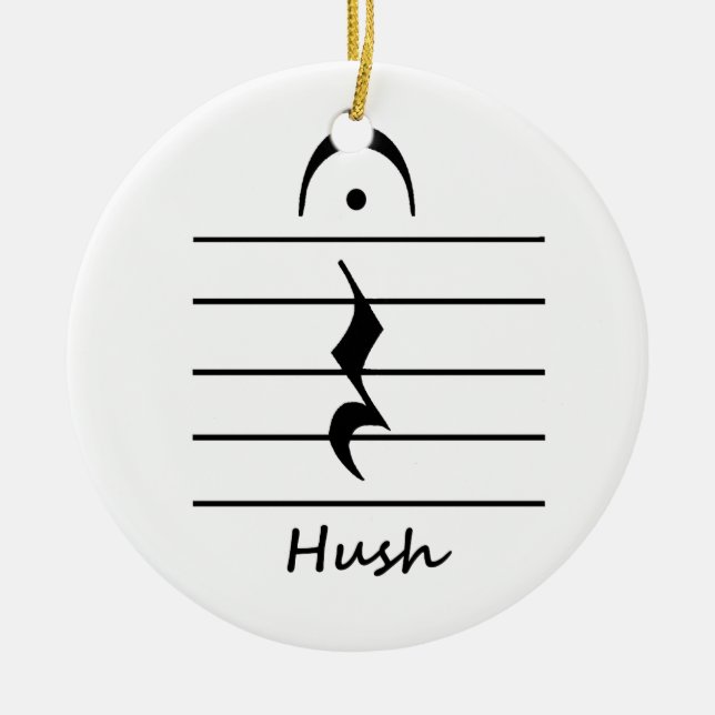 Music Notation Rest with Hush Ceramic Tree Decoration (Front)