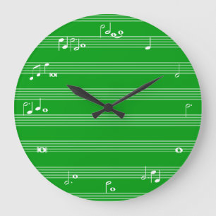 Music notation time clock - Green and white