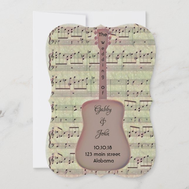 Music Note and Guitar Invitation (Front)