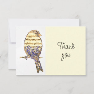 Music Note Bird Musician Singer  Thank You Card