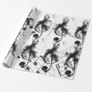 Music Note black and white Luxury Wrapping Paper