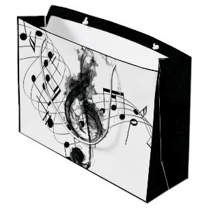 Music Note black and white smoke Large Gift Bag