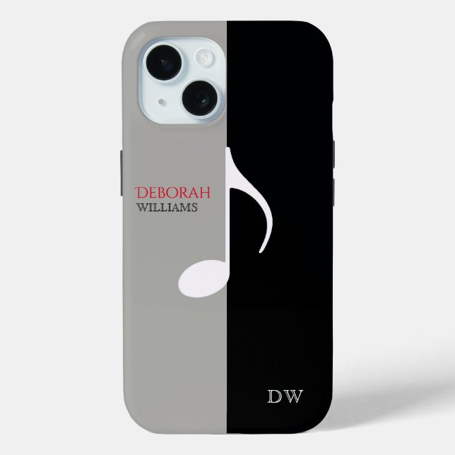 Music Note black & grey modern Case-Mate iPhone Case (Back)