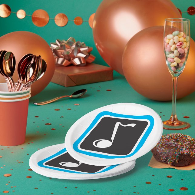 Music Note Bold Minimalist Musical Symbol  Paper Plate (Creator Uploaded)