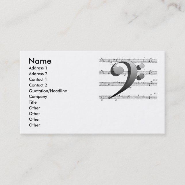 Music Note Business Card Customisable Card (Front)