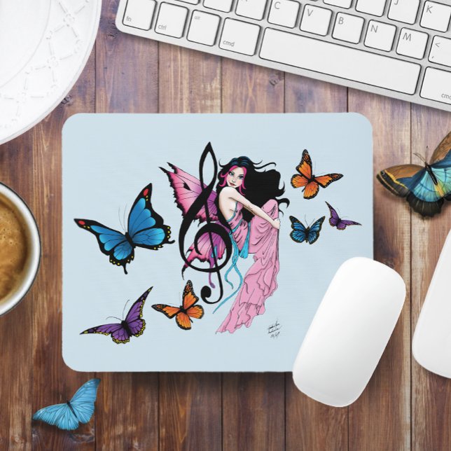 Music Note Butterflies Fairy Mouse Pad (Creator Uploaded)